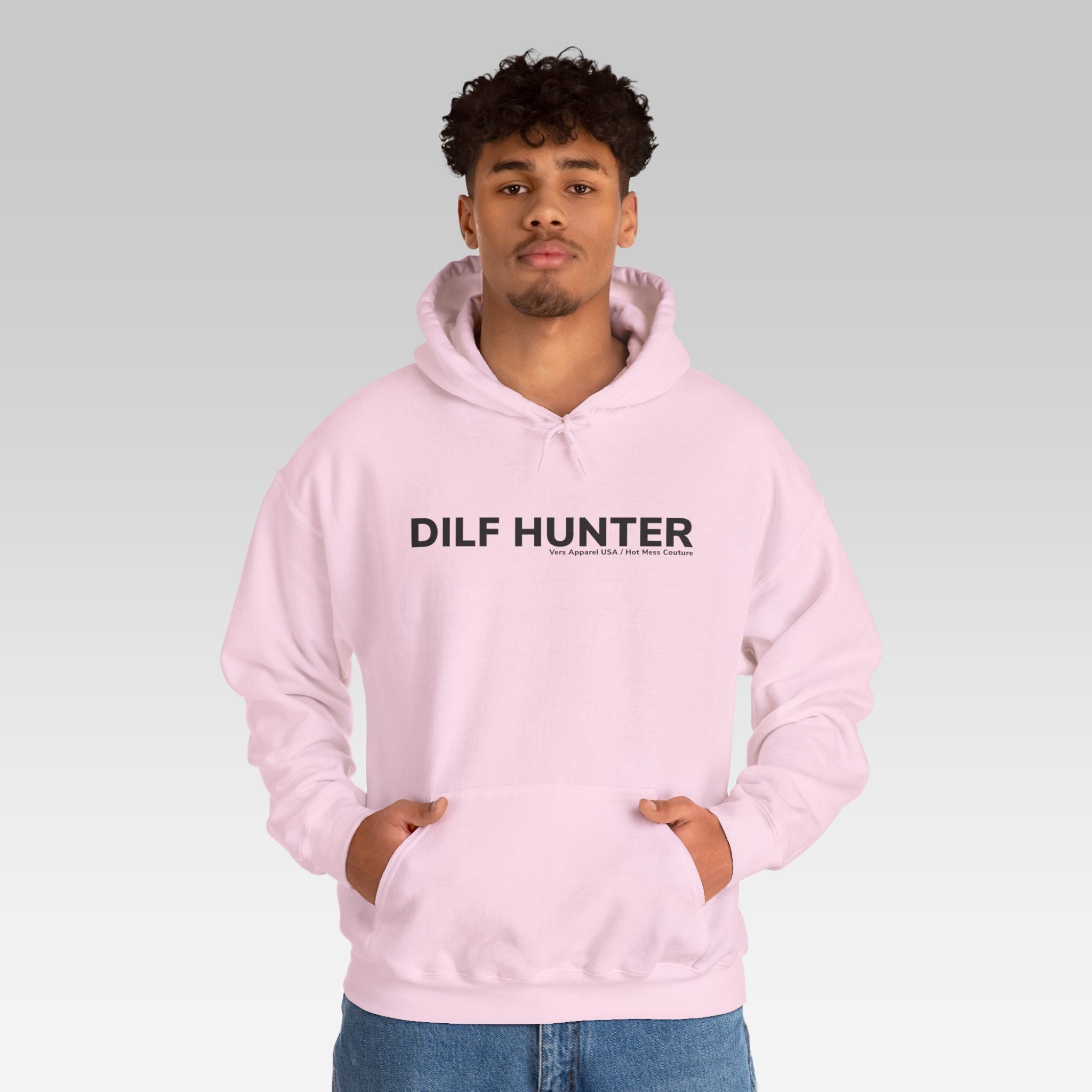 The DILF Hunter Hoodie | Minimalist Cream Streetwear Pullover with Bold Statement Graphic