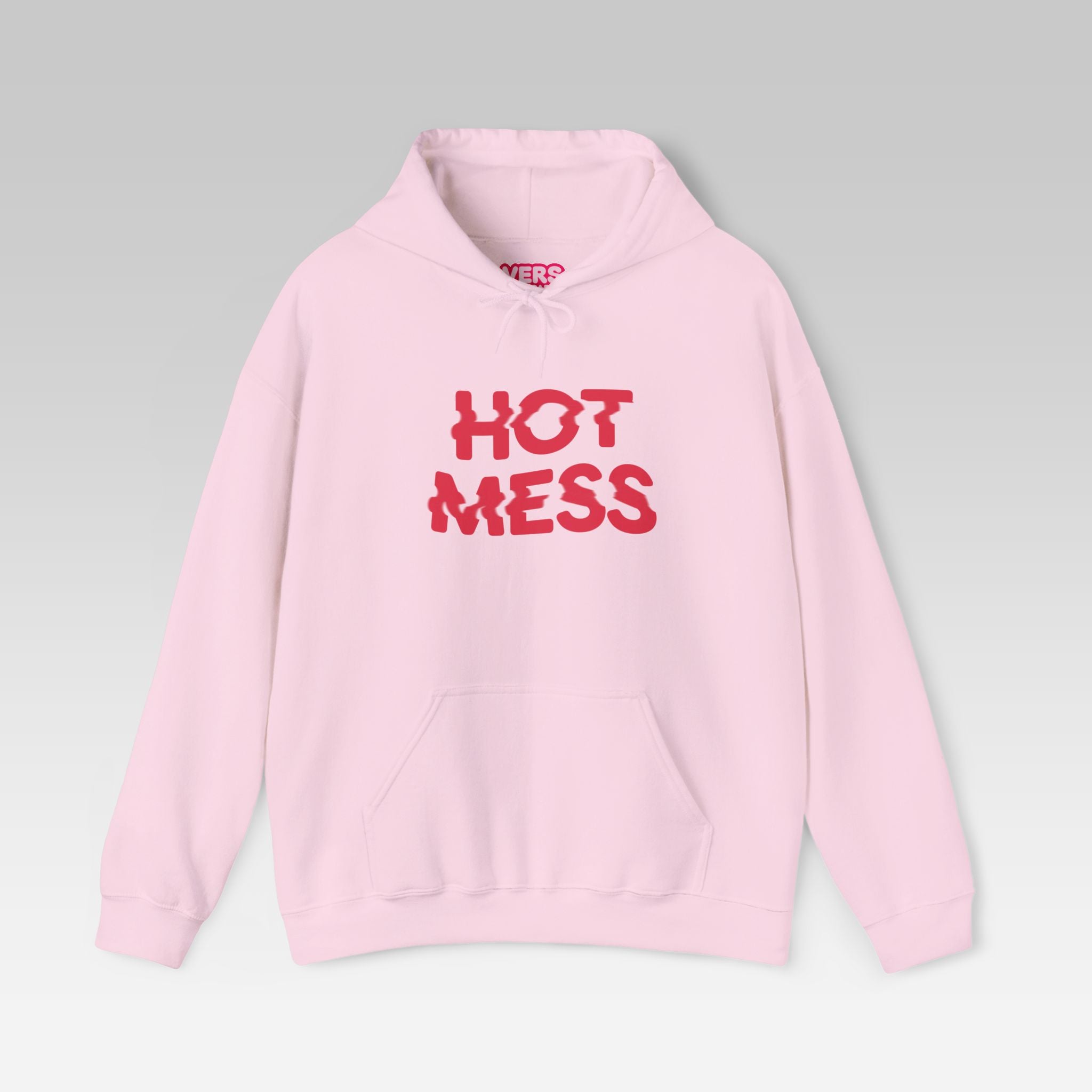 The Hot Mess Hoodie | Cream Streetwear Pullover with Bold Retro Bubble Letter Graphic