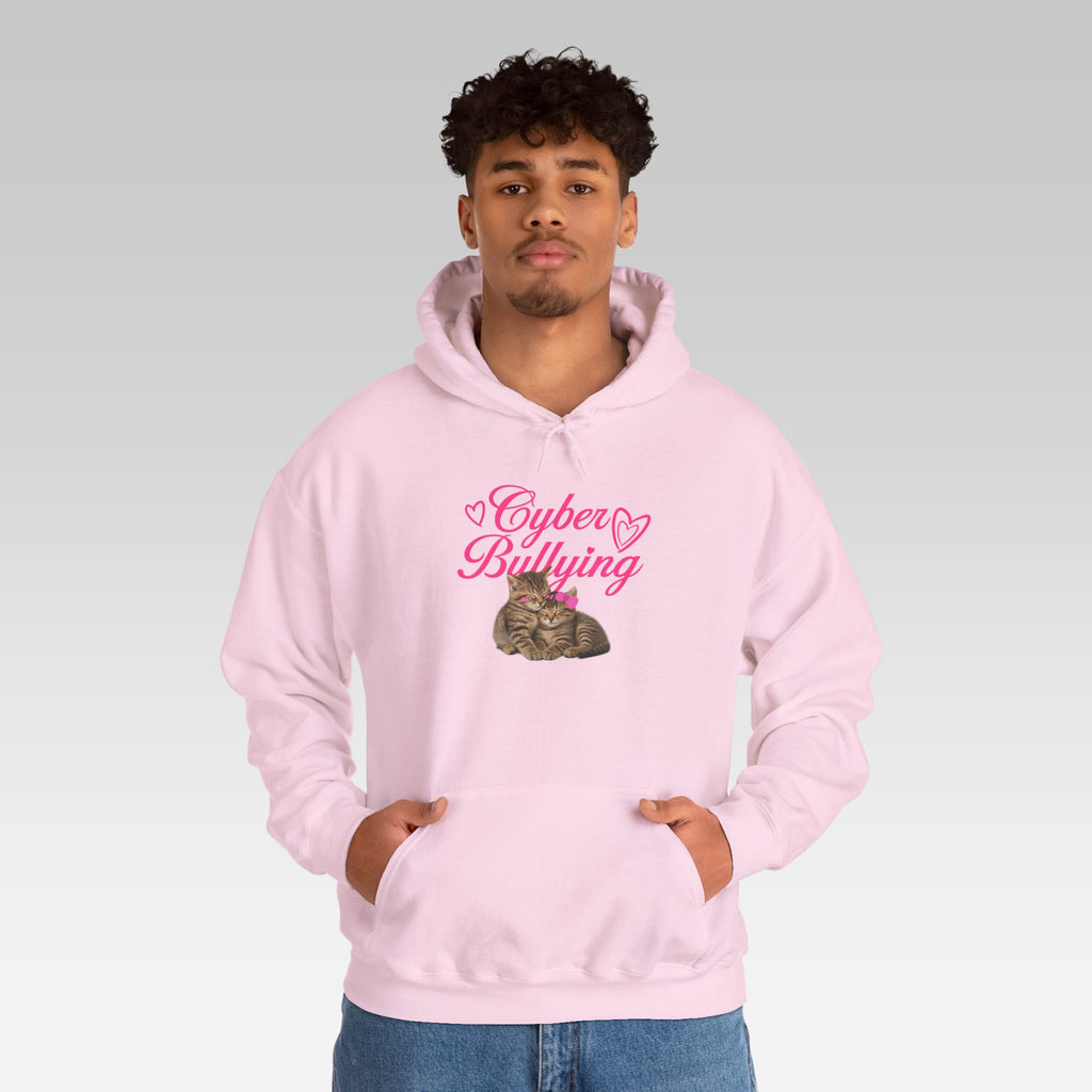 The Cyber Bullying Hoodie | Pink Aesthetic Pullover with Cute Cats & Ironic Internet Humor