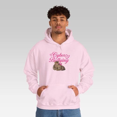 The Cyber Bullying Hoodie | Pink Aesthetic Pullover with Cute Cats & Ironic Internet Humor