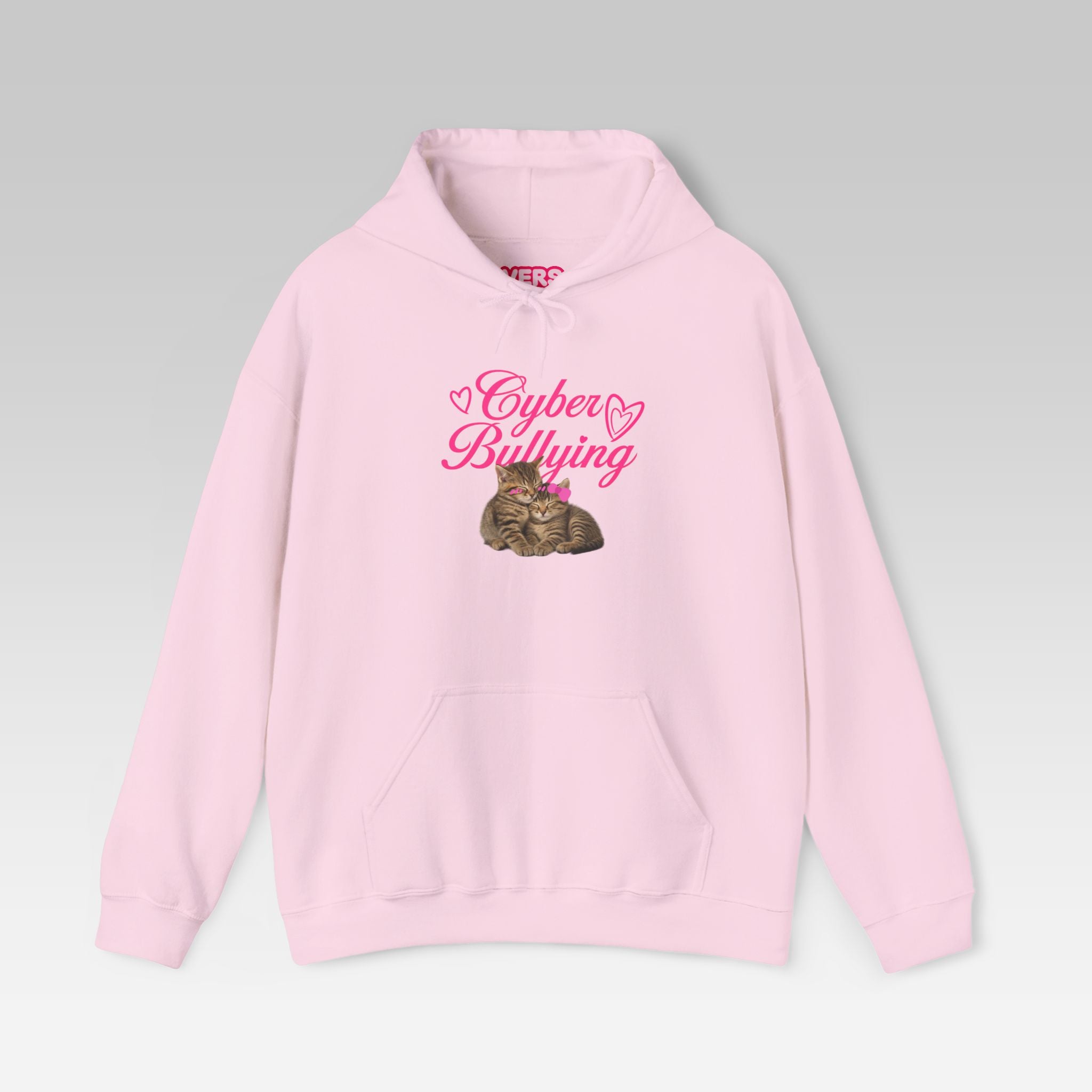 The Cyber Bullying Hoodie | Pink Aesthetic Pullover with Cute Cats & Ironic Internet Humor
