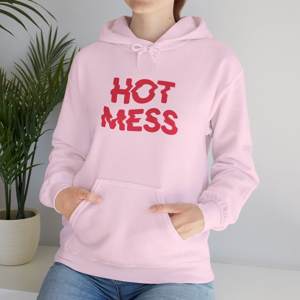 The Hot Mess Hoodie | Cream Streetwear Pullover with Bold Retro Bubble Letter Graphic