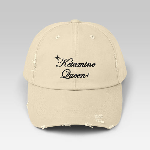 Ketamine Queen Cap | Distressed Black Streetwear Hat for Ironic Fashion & Dark Humor